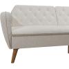 imageNovogratz Tallulah Memory Foam Futon Couch Bed Futon Sofa Bed  Tan Basket WeaveIvory Boucle