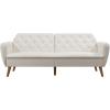 imageNovogratz Tallulah Memory Foam Futon Couch Bed Futon Sofa Bed  Tan Basket WeaveIvory Boucle