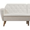 imageNovogratz Tallulah Memory Foam Futon Couch Bed Futon Sofa Bed  Tan Basket WeaveIvory Boucle