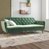 imageNovogratz Tallulah Memory Foam Futon Couch Bed Futon Sofa Bed  Tan Basket WeaveLight Green