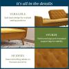imageNovogratz Tallulah Memory Foam Futon Couch Bed Futon Sofa Bed  Tan Basket WeaveMustard