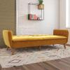 imageNovogratz Tallulah Memory Foam Futon Couch Bed Futon Sofa Bed  Tan Basket WeaveMustard