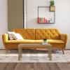 imageNovogratz Tallulah Memory Foam Futon Couch Bed Futon Sofa Bed  Tan Basket WeaveMustard