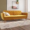 imageNovogratz Tallulah Memory Foam Futon Couch Bed Futon Sofa Bed  Tan Basket WeaveMustard