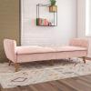 imageNovogratz Tallulah Memory Foam Futon Couch Bed Futon Sofa Bed  Tan Basket WeavePink