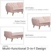 imageNovogratz Tallulah Memory Foam Futon Couch Bed Futon Sofa Bed  Tan Basket WeavePink
