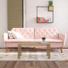 imageNovogratz Tallulah Memory Foam Futon Couch Bed Futon Sofa Bed  Tan Basket WeavePink