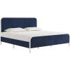imageNovogratz Tallulah Platform Bed Frame with Upholstered Headboard King Navy