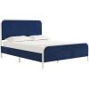 imageNovogratz Tallulah Platform Bed Frame with Upholstered Headboard Queen Navy