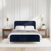 imageNovogratz Tallulah Platform Bed Frame with Upholstered Headboard Queen Navy