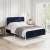 imageNovogratz Tallulah Platform Bed Frame with Upholstered Headboard Queen Navy