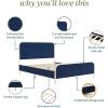 imageNovogratz Tallulah Platform Bed Frame with Upholstered Headboard Queen Navy
