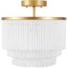 imageGLOBE Electric 65892 1Light Flush Mount Ceiling Light Matte Gold White Fabric Fringe Shade Bulb Not Included