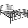 imageNovogratz Bushwick King Bed Frame Metal with Slightly Triangular Headboard Inset Spindles Adjustable Base for Storage No Box Spring Needed Gunmetal GreyBlack
