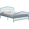 imageNovogratz Bushwick King Bed Frame Metal with Slightly Triangular Headboard Inset Spindles Adjustable Base for Storage No Box Spring Needed Sea BlueSea Blue