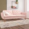 imageNovogratz Tallulah Memory Foam Futon Couch Bed Futon Sofa Bed  Tan Basket WeavePink