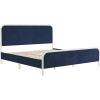 imageNovogratz Tallulah Platform Bed Frame with Upholstered Headboard King Navy