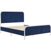 imageNovogratz Tallulah Platform Bed Frame with Upholstered Headboard Queen Navy