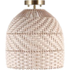 imageGLOBE Electric 65790 1Light Flush Mount Ceiling Light Matte Brass Cream Rattan ShadeArtessa