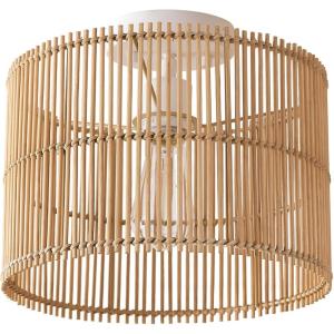 imageGLOBE Electric 65790 1Light Flush Mount Ceiling Light Matte Brass Cream Rattan ShadeOcean