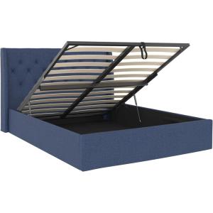 imageNovogratz Her Majesty Lift Up Storage Bed Frame Queen Blue Linen