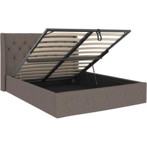 imageNovogratz Her Majesty Lift Up Storage Bed Frame Queen Light Gray Linen