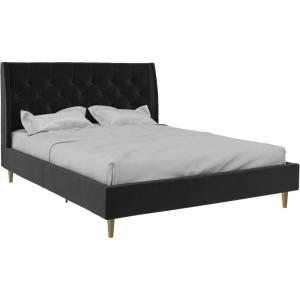 imageNovogratz Her Majesty Tufted Upholstered Bed Frame Full Pink LinenBlack