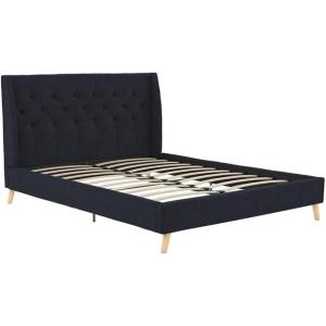 imageNovogratz Her Majesty Tufted Upholstered Bed Frame Full Pink LinenBlue Linen