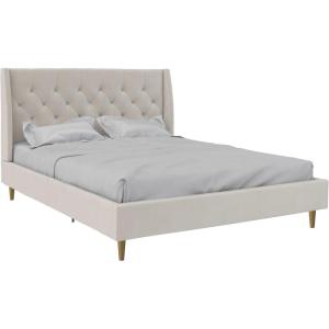 imageNovogratz Her Majesty Tufted Upholstered Bed Frame Full Pink LinenIvory
