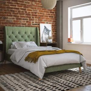 imageNovogratz Her Majesty Tufted Upholstered Bed Frame Full Pink LinenLight Green