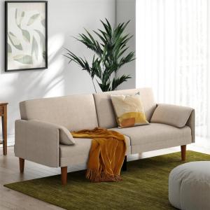 imageNovogratz Markham 805quot Futon Sofa Bed with 2 Attached Cushions Sand Basket Weave