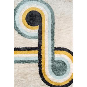 imageNovogratz Retro Collection Bullseye Shag Area Rug 20quot x 30quot BlueBlue