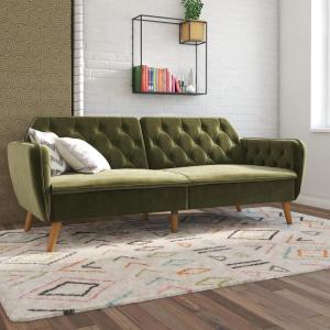 imageNovogratz Tallulah Memory Foam Futon Blue VelvetGreen