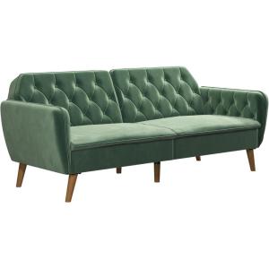 imageNovogratz Tallulah Memory Foam Futon Blue VelvetLight Green