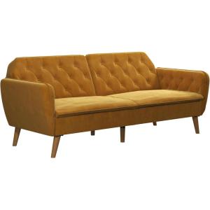 imageNovogratz Tallulah Memory Foam Futon Blue VelvetMustard