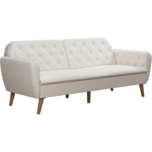 imageNovogratz Tallulah Memory Foam Futon Couch Bed Futon Sofa Bed  Tan Basket WeaveIvory Boucle