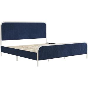 imageNovogratz Tallulah Platform Bed Frame with Upholstered Headboard King Navy