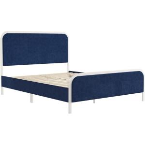 imageNovogratz Tallulah Platform Bed Frame with Upholstered Headboard Queen Navy