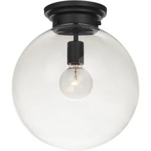 imageNovogratz x Globe Chelsea 1Light Flush Mount Ceiling Light Soft Matte Brass Opal Glass Shade61097Black