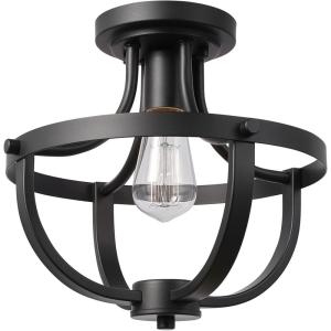 imageNovogratz x Globe Chelsea 1Light Flush Mount Ceiling Light Soft Matte Brass Opal Glass Shade61097Matte Black