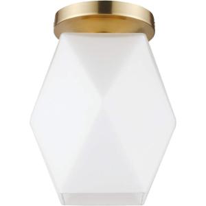 imageNovogratz x Globe Chelsea 1Light Flush Mount Ceiling Light Soft Matte Brass Opal Glass Shade61097Matte Brass