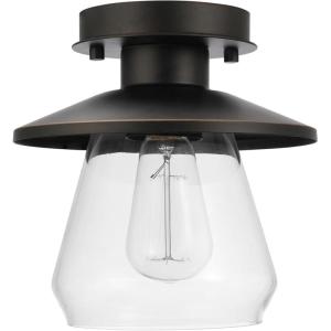 imageNovogratz x Globe Chelsea 1Light Flush Mount Ceiling Light Soft Matte Brass Opal Glass Shade61097OilRubbed Bronze