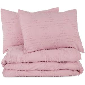 imageNovogratz By Utica Corbel 150 Thread Count 100 Cotton Soft Comfortable Cozy Bold Easy Care Geometric Textured Clip Jacquard Comforter Set Sage FullQueenPink