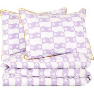 imageNovogratz By Utica Waves 144 Thread Count 100 Cotton Percale Fun Soft Cozy Easy Care Wavy Geometric Pattern Printed Comforter Set Purple FullQueenPurple