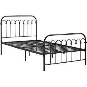 imageNovogratz Bright Pop Metal Twin Bed Frame with Headboard Adjustable Height for Underbed Storage Metal Slats Included Twin WhiteBlack