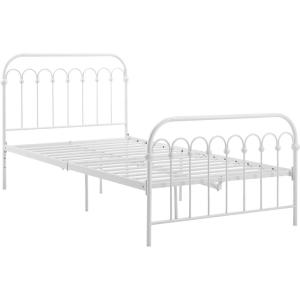imageNovogratz Bright Pop Metal Twin Bed Frame with Headboard Adjustable Height for Underbed Storage Metal Slats Included Twin WhiteWhite