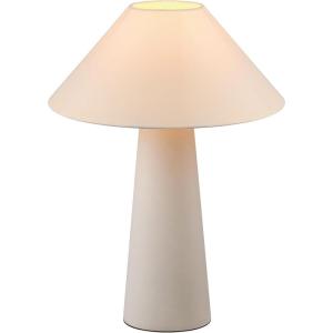 imageGLOBE Novogratz x 18quot Ceramic Table Lamp Matte Cream OffWhite Tapered Fabric Shade inLine Rocker Switch 5 Ft Clear Cord Home Office Desk Living RoomMatte Cream