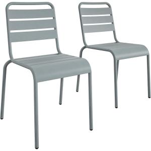 imageNovogratz Poolside Gossip June OutdoorIndoor Stacking Dining Chairs 2Pack Light GrayLight Gray