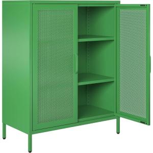 imageNovogratz Channing 2 Door Accent CabinetMesh Metal Locker NavyKelly Green