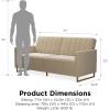 imageNovogratz Skylar Futon Sofa Bed in Velvet Fabric  77 Inch Couch Sleeper with Industrial Modern Upholstery Black Metal Legs IvoryIvory